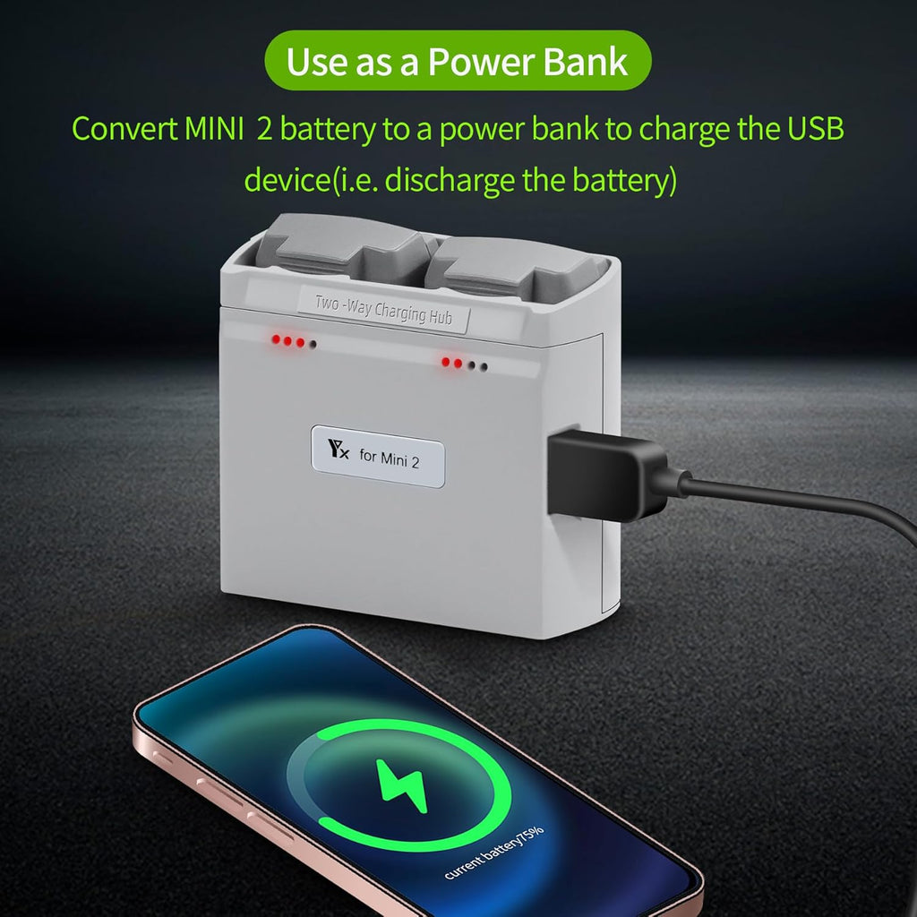 Multifunction Parallel Battery Charger with Storage Charge for DJI Mini 4K/2/2 SE,Mini SE Drone,Two-Way Charging Hub,Dual Batteries Accessories