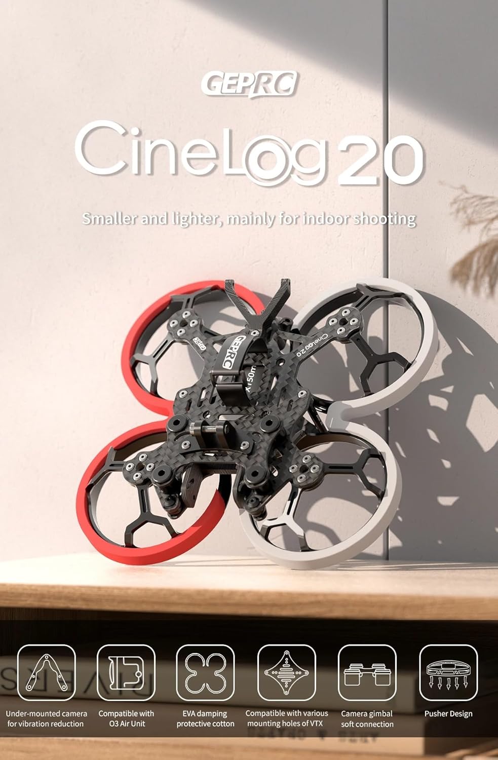 GEP-CL20 CineLog 20 Carbon Fiber Frame Kit 2inch 100mm Wheelbase With Propeller Guard for Indoor Scene Quadcopter Drones (1PC GEP-CL20)