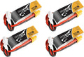 TATTU 4PCS 7.4V 300mAh 2S 45C LiPo Battery Pack with XT30 Plug for Emax Babyhawk Micro FPV Quad Racing Drone