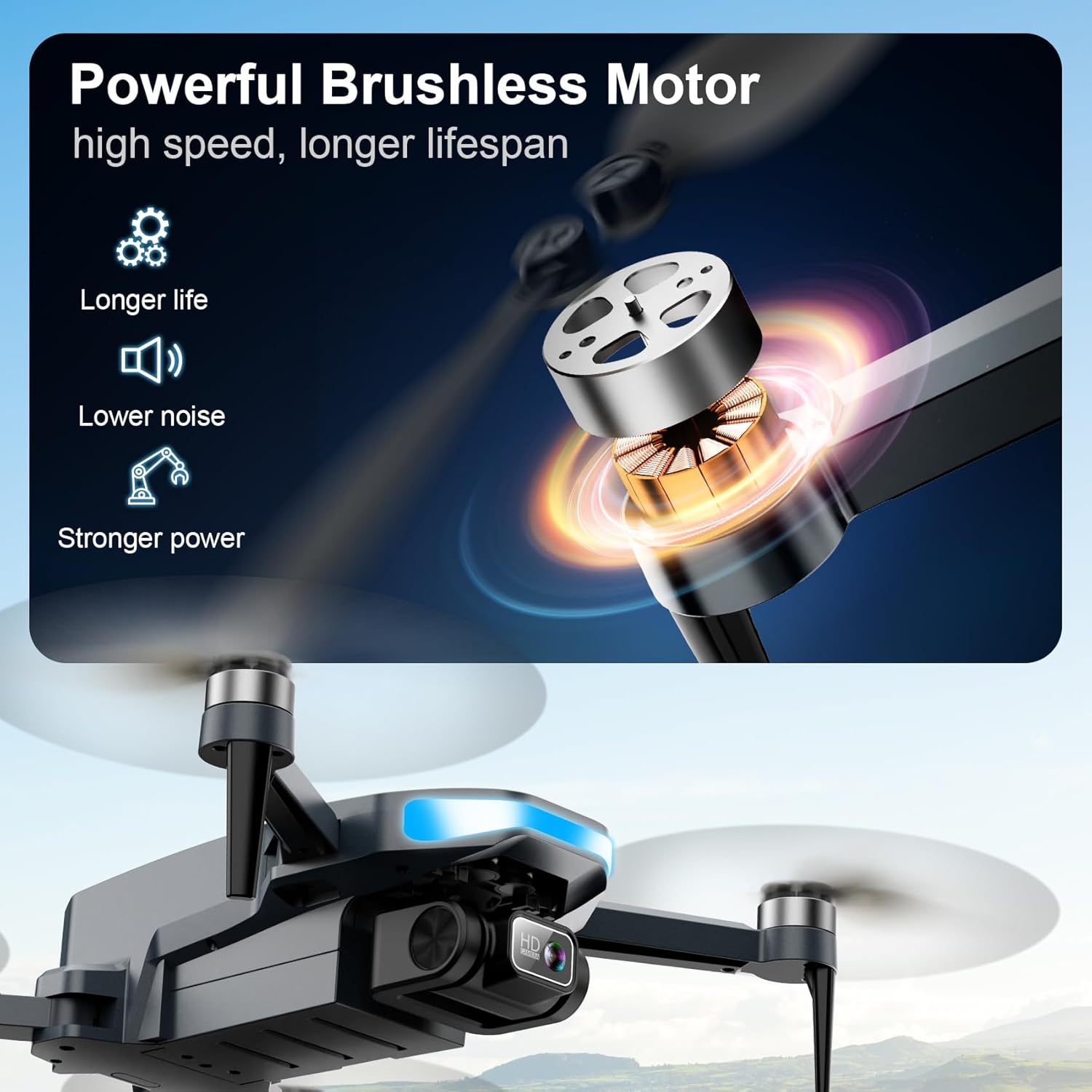 Drone with Camera for Adults - 2K HD Camera FPV Live Video, GPS Drone with Auto Return, Brushless Motor, Foldable Quadcopter, Follow Me, Headless Mode Remote Control for Kids Toys Gifts or Beginners