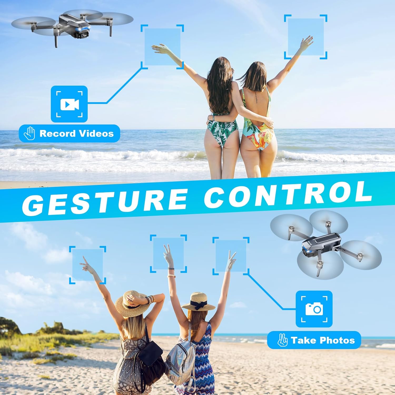 GPS Drones with Camera for Adults 4K, FPV Drone Under 249g with Brushless Motor, GPS Auto Return, Follow Me, Waypoint Flight, Foldable Drone with Gesture Control, 46Mins with 2 Batteries, Black Gray