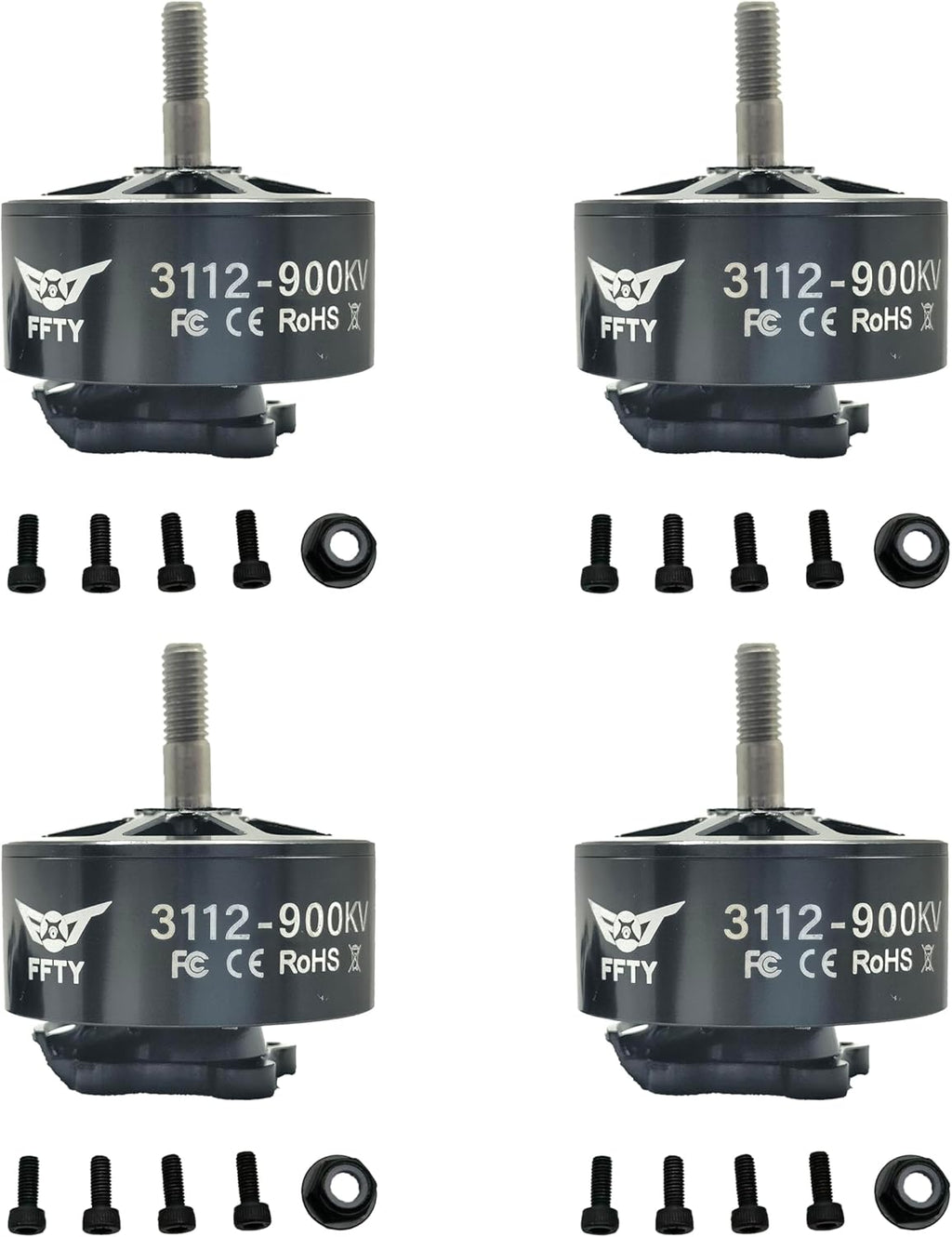 4 Pcs 3112 900KV Brushless Motor for Drone ¨C High-Power BLDC Motor for 9-10 inch Props, 1545W Max, FPV Drone Motors, Brushless RC Motor for Quadcopter, Hexacopter, RC Plane (4)