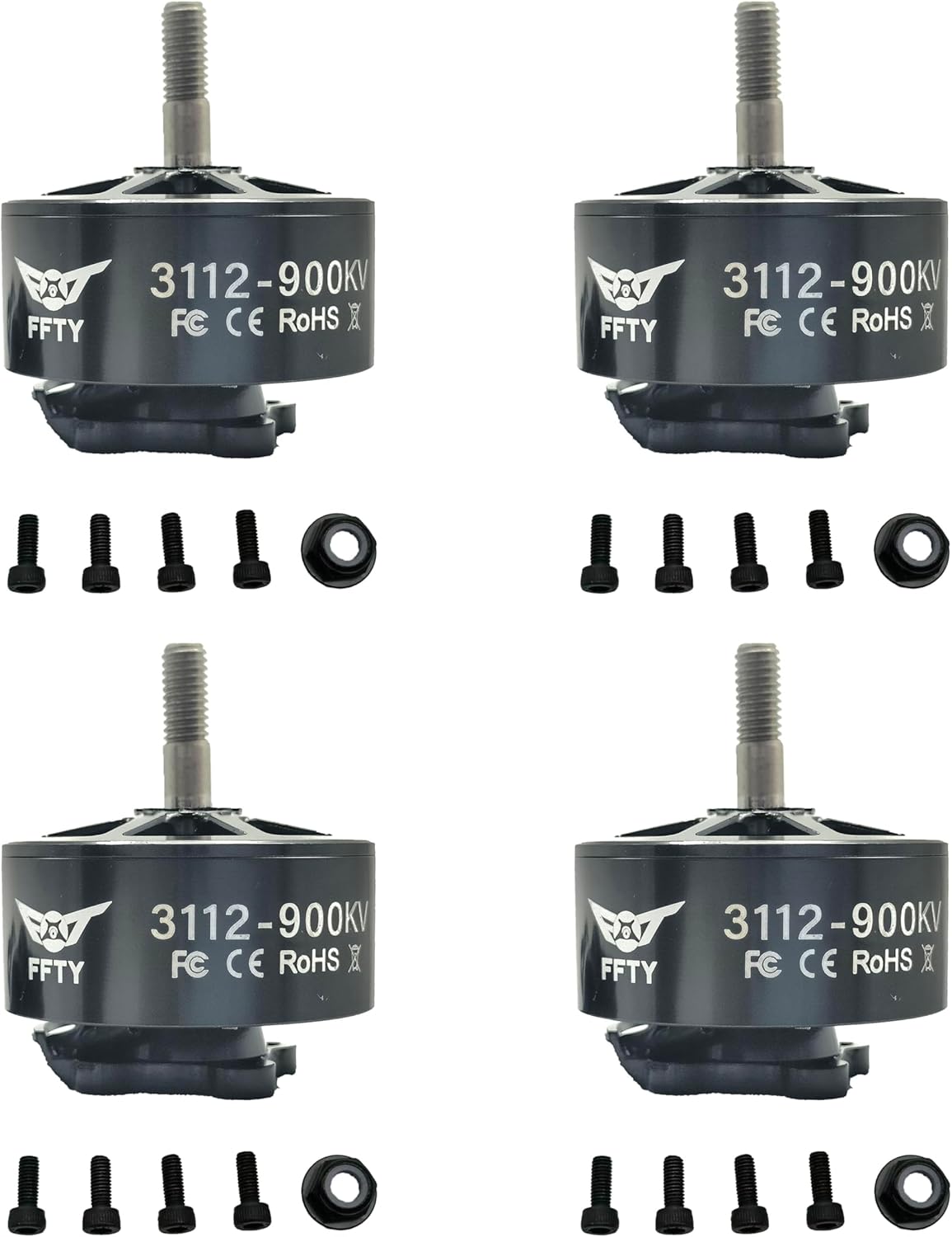 4 Pcs 3112 900KV Brushless Motor for Drone ¨C High-Power BLDC Motor for 9-10 inch Props, 1545W Max, FPV Drone Motors, Brushless RC Motor for Quadcopter, Hexacopter, RC Plane (4)