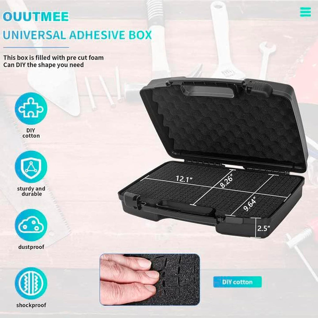 Portable Hard Case 12.2 x 9.85 x 3.77 with Customizable Diced Foam,Protects for Equipments, Electronics, Tools, Microphones, Recorder and More