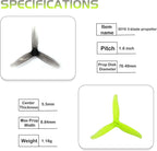 3016 3-Blade 3inch Propeller Props 1.5mm Hole for 1108-1308 Brushless Motors, FPV Racing Drone, Toothpick Quadcopters(Gray+Yellow)