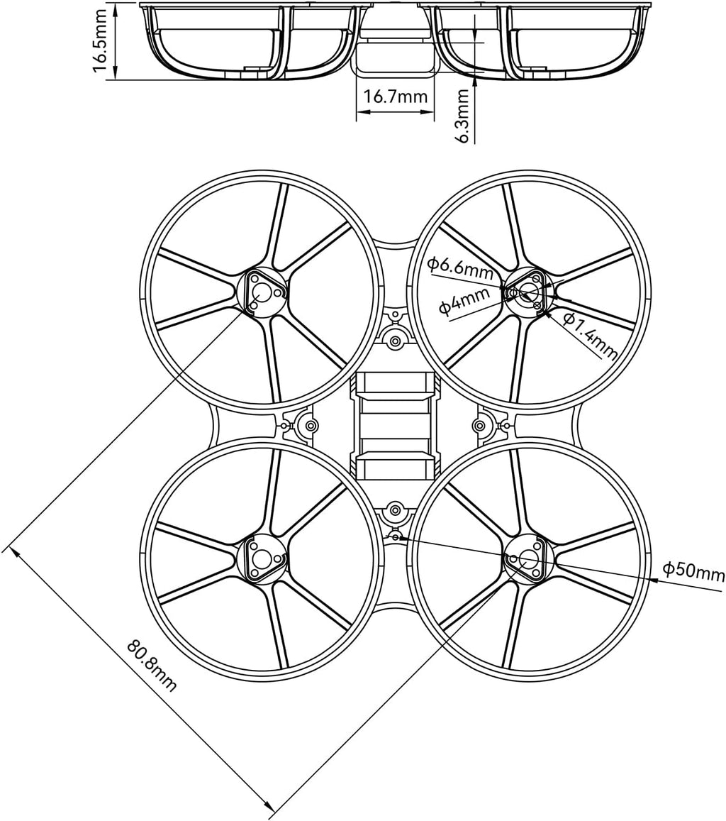 BETAFPV 2pcs Meteor75 Pro Brushless Whoop Frame | Triangle Bilateral Stretch Structure Motor Holder Hole | Larger Lipo Battery Slot for 45mm Propellers 550mAh 1S Lipo 0802SE 1102 Series Motors