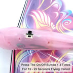 Self Flying eBird Pink Butterfly - Electronic Flying Bird Drone Toy. Adjust The Rudder to Make The Flapping Wings Bird Fly Forward and Back to You. 3 Flying Models! No Remote Control Needed