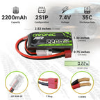 OVONIC 2S Lipo Battery 35C (Burst 70C) 2200mAh 7.4V Lipo Battery with Dean-Style T Connector for RC Airplane Helicopter Quadcopter FPV Racing Drone(2 Packs)