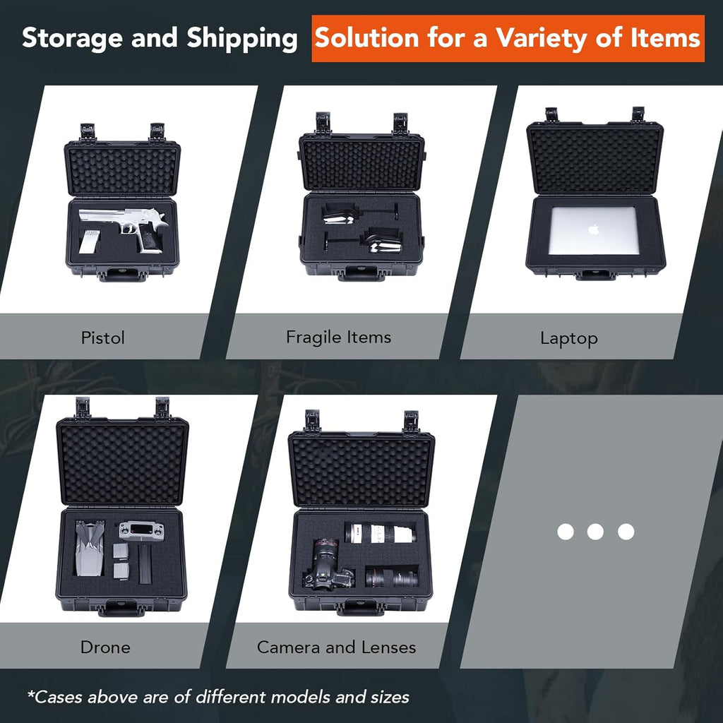 Lykus HC-3920 Waterproof Hard Case with Customizable Foam Insert, Interior Size 15.31x8.94x6.69 in, Suitable for camera, lens, drone, mic, flashlight, electronics, tools, and more