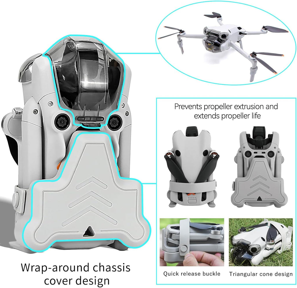 Mini 4 Pro Accessories Bundle: with Propellers Blades Guard Landing Gear Gimbal Protector Leg Extensions Props Holder Strap Lens Cover for DJI Mini 4 Pro Drone Accessories Set