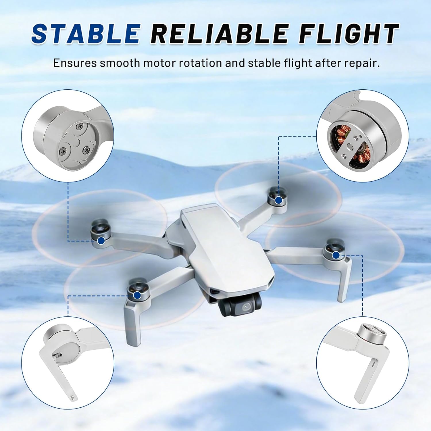 Mini 4K Drone Motor Arm Assembly Replacement Rear Left Arm, Compatible with DJI Mini 4K Spare Parts