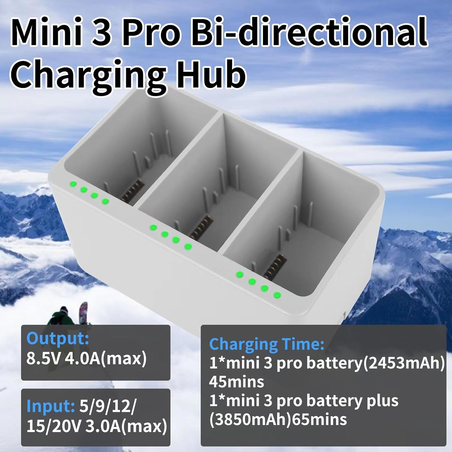 Mini 3 Series Intelligent Flight Battery Plus(2 Packs) with Bi-Directional Charging Hub for DJI Mini 4 Pro/Mini 3/ Mini 3 Pro,3850mAh 47 Mins Flight Time