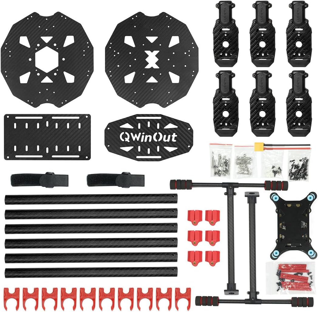 QWinOut Q705 Six-axls Folding Arm Hexacopter Aircraft Frame Kit 705MM 6-Axls Airframe with Landing Gear Skid for DIY Drone