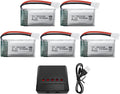 Fytoo 5PCS 3.7V 400mAh Lithium Battery with 5 in 1 Charger for SYMA Q11 H99W H31 H6C H98 AT-96 TR-C385 TR-P51 TR-F22 Quadcopter Spare Parts Aircraft Model Drone Battery (Black)