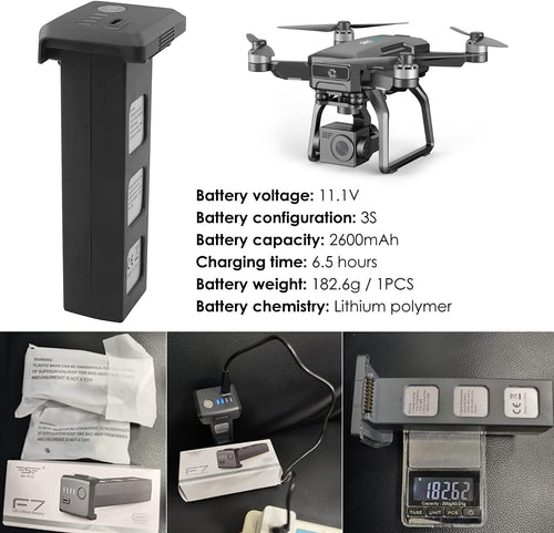 3S 11.1V 2600mAh Lithium Battery with Charging Cable for SJRC F7 F7pro F7S F7GB2 9800FT RC Aerial Photography Four-axis Aircraft Battery Remote Control Drone Spare Parts