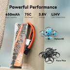 BETAFPV 2pcs Lava 450mAh 2S 7.6V LiHV 75C FPV Lipo Battery with XT30 Connector, Rechargable Lipo Battery, for 2S FPV Racing Whoop Drone Quadcopters Like Meteor85, Pavo Pico 2S Brushless Drones