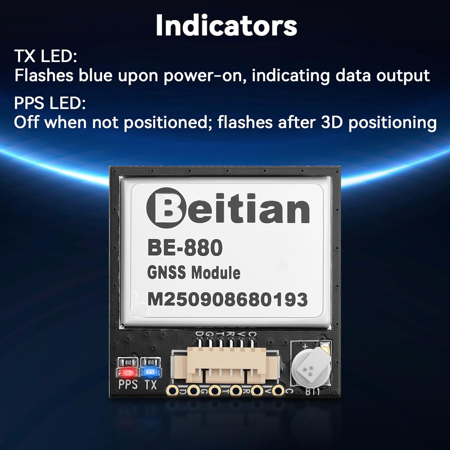 BE-880 GPS Module U8 with Flash Light and Compass High Performance GNSS Module for Drone Tracking Ar duino Development Board Mini FPV Case Portable IoT Devices Low Power Consumption Advanced Features