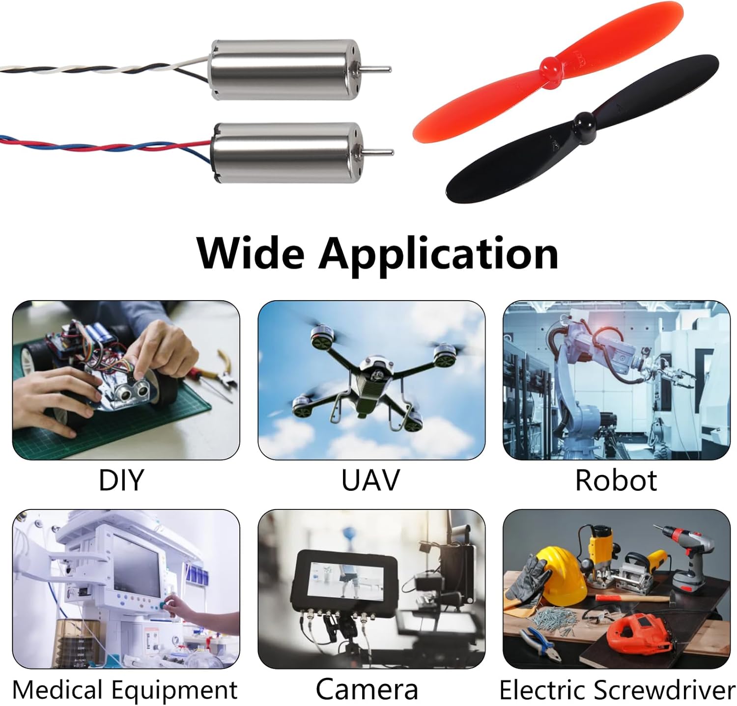 8pcs 8520 Coreless Motor 8.5 x 20mm Brushed Motors Hollow Cup Drone Motor+ 8pcs 55mm CW CCW Propeller for DIY Micro Quadcopter RC Drone