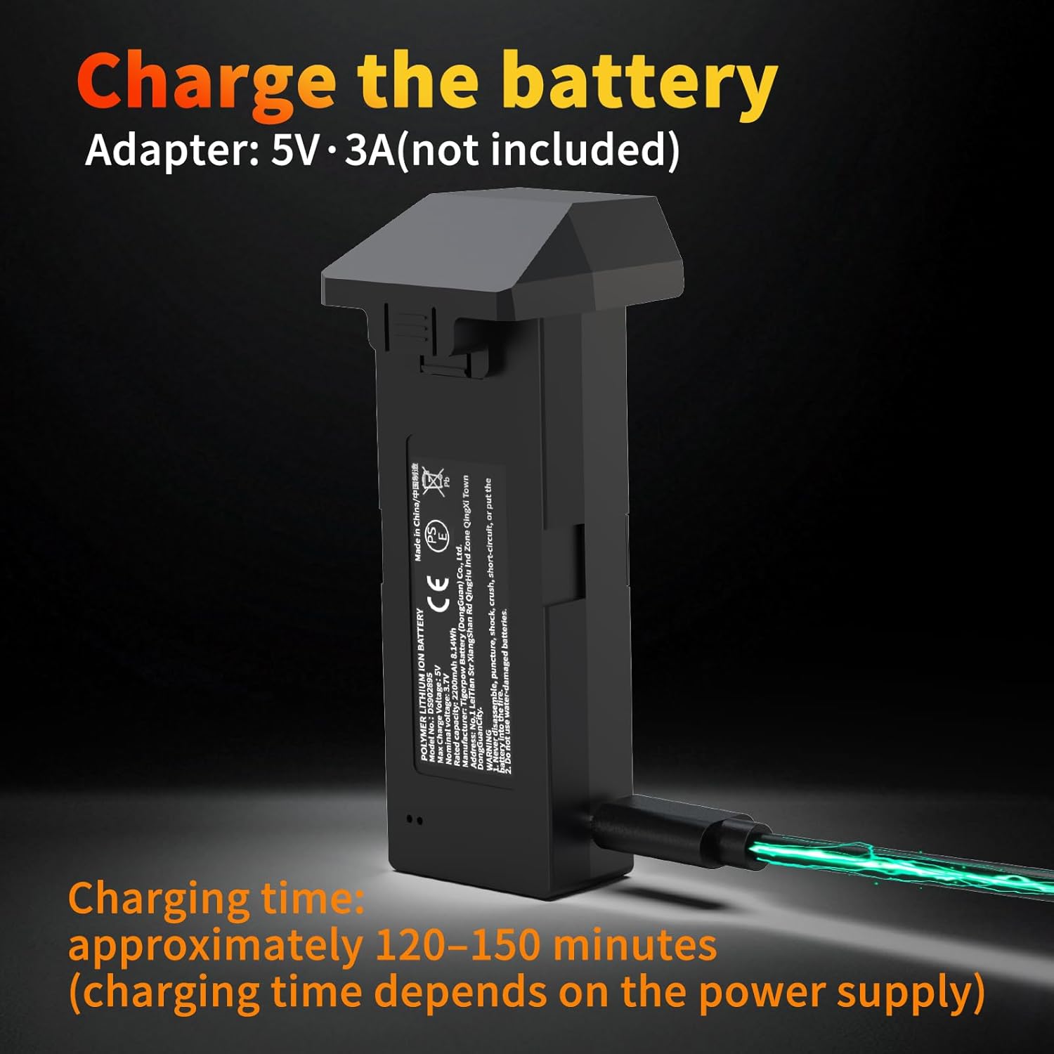 TL16LCD Drone Battery 3.7V 2200mAh Rechargeable Li-ion with USB Cable 1PC