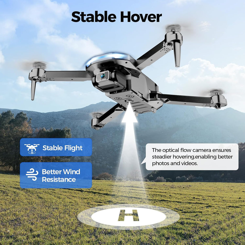 Drone with Camera 1080P HD FPV Foldable Drone for Adults and Beginners, RC Quadcopter with Gravity Control, One Key Take Off/Land, Optical Flow Positioning, 360¡ã Flip, 3 Speed Mode, Waypoint Fly Grey