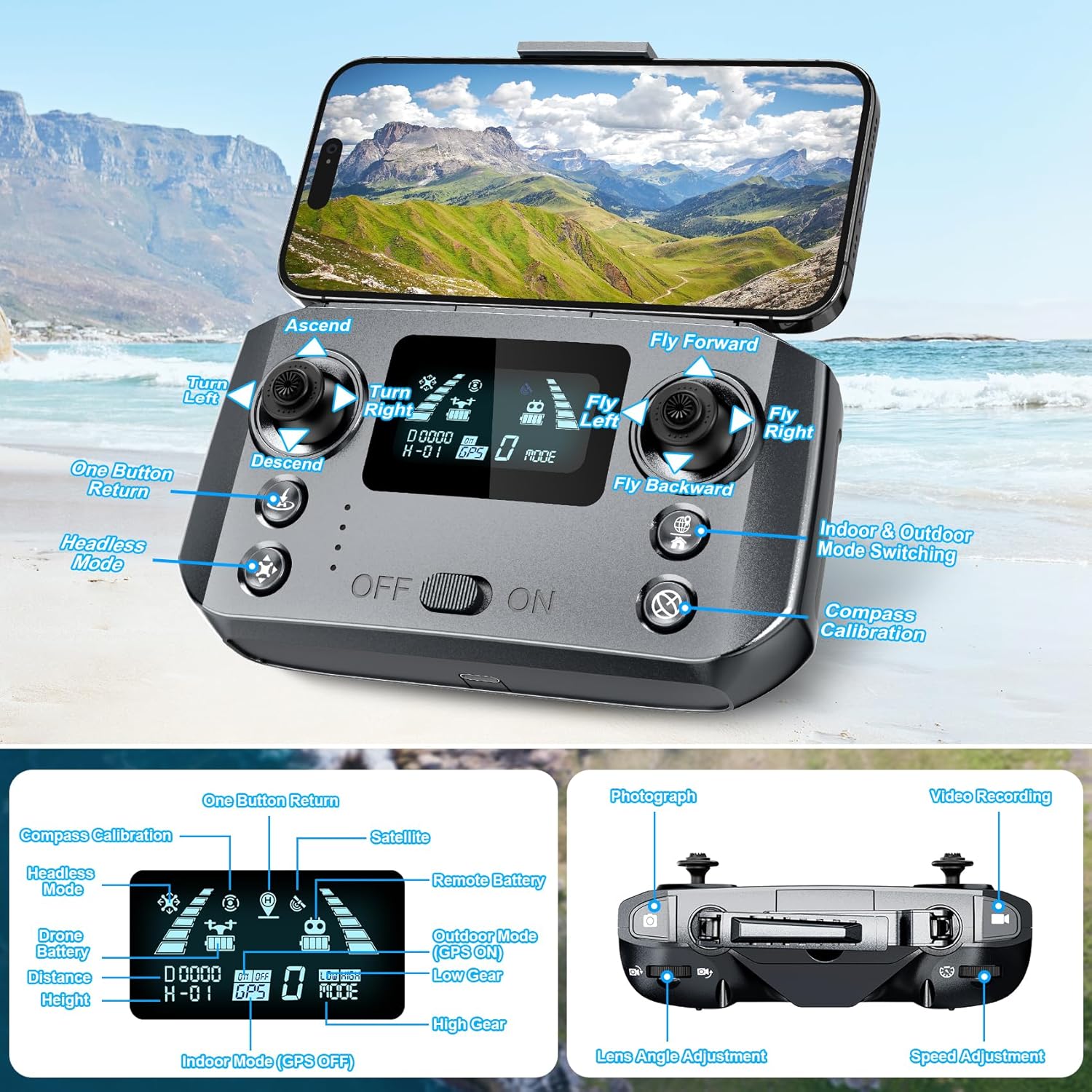 GPS Drones with Camera for Adults 4K, FPV Drone Under 249g with Brushless Motor, GPS Auto Return, Follow Me, Waypoint Flight, Foldable Drone with Gesture Control, 46Mins with 2 Batteries, Black Gray