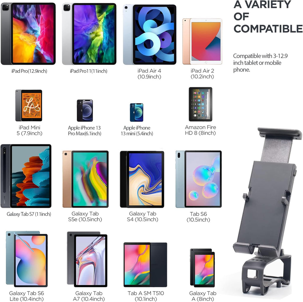 VCUTECH Drone RC Tablet Holder Compatible with DJI Mini 3 Pro, Mavic 3, Mavic 3 Classic, Mini 2, Mavic Air 2s, Air 2, for 4-12.9 inch iPad Tablet Mount, Drone Accessories(Upgraded Version)