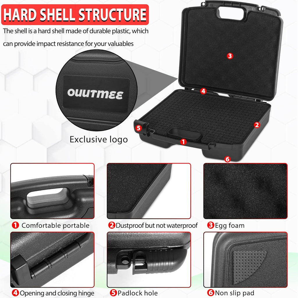Portable Hard Case 12.2 x 9.85 x 3.77 with Customizable Diced Foam,Protects for Equipments, Electronics, Tools, Microphones, Recorder and More