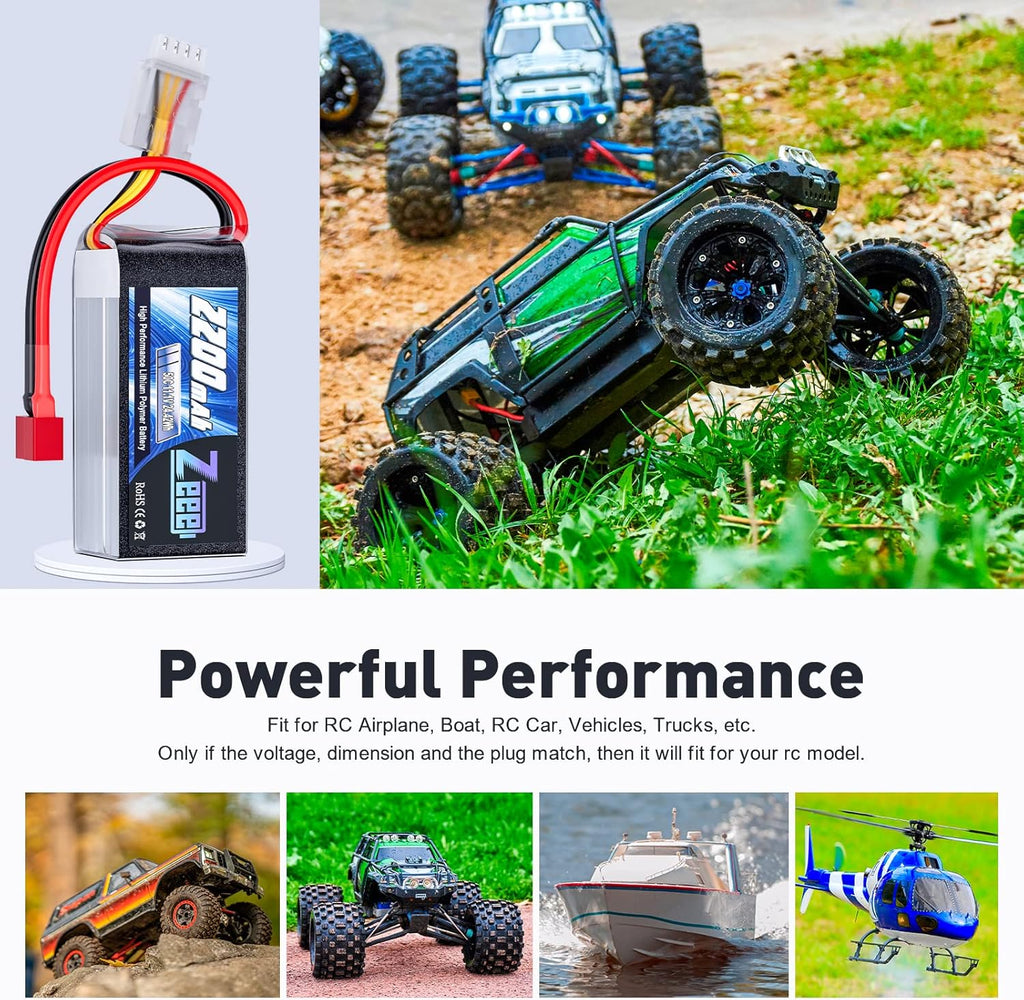 Zeee 3S Lipo Battery 2200mAh 11.1V 50C Shorty Pack Battery with T Connector for RC Car Truck Vehicles RC Boat RC Drone Airplane Quadcopter Helicopter FPV RC Hobby Models (2 Pack)