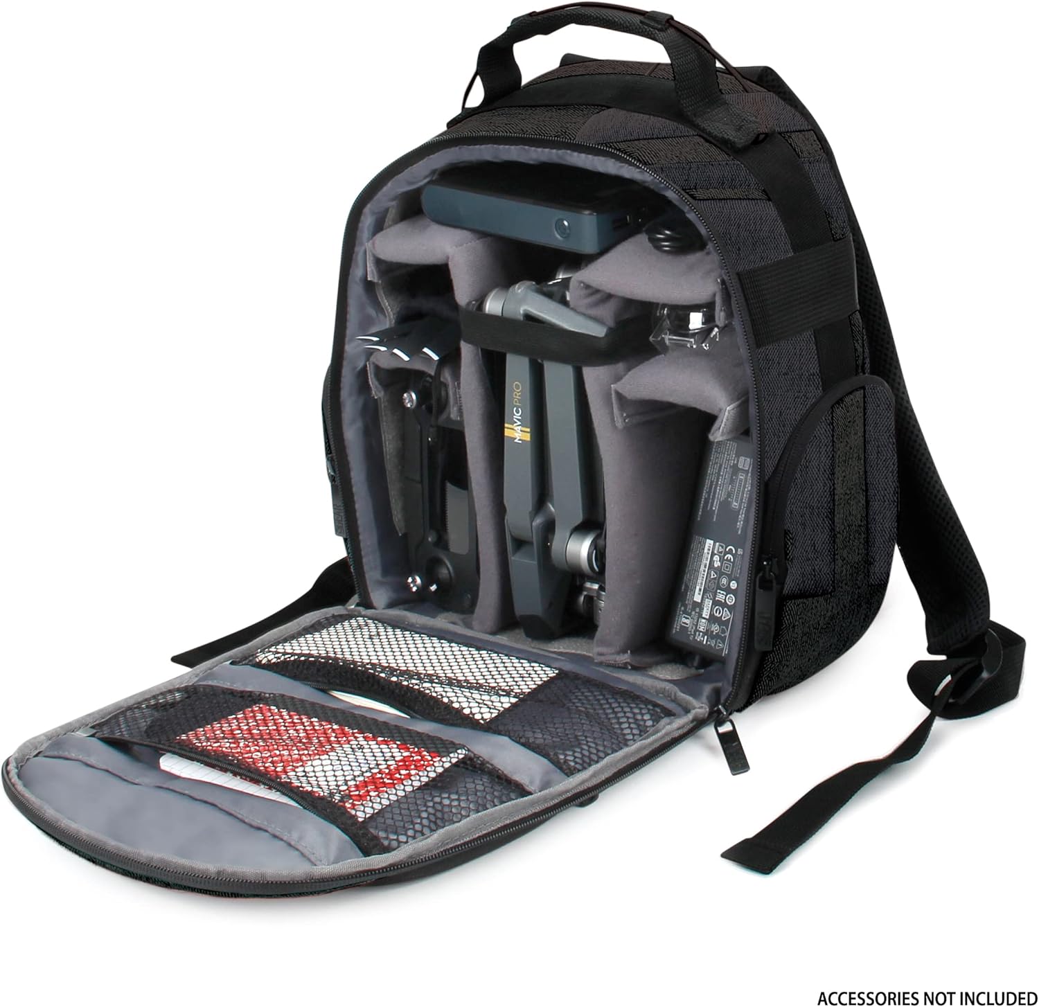 USA Gear Compact Drone Backpack - RC Quadcopter Drone Case Fits DJI Mini 4K, DJI Mini 3, AVIALOGIC, Controller & more Compact Quadcopters - Customizable Interior, Weather Resistant Exterior (Black)