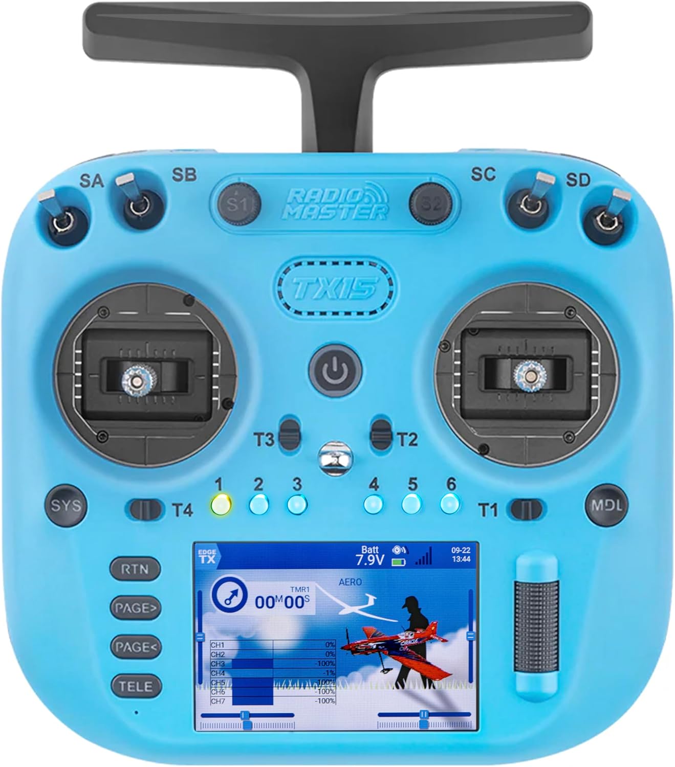 Radiomaster TX15 Radio Controller 2.4GHz 16 Channel EdgeTX Radio Transmitter, with V5.0 Hall Gimbals/3.5 IPS Touchscreen, Fits FPV Drones/Multirotors/RC Helicopter/Car Boats, Mode 2 (Blue)