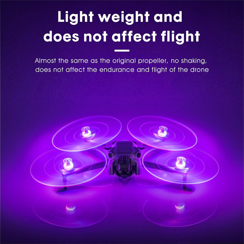 Mini 4/3 Propellers LED Lights Replacement Prop Blades Low Noise Accessories for DJI Mini 3/4 Fly More Combo Plus Drone (2 Pairs)