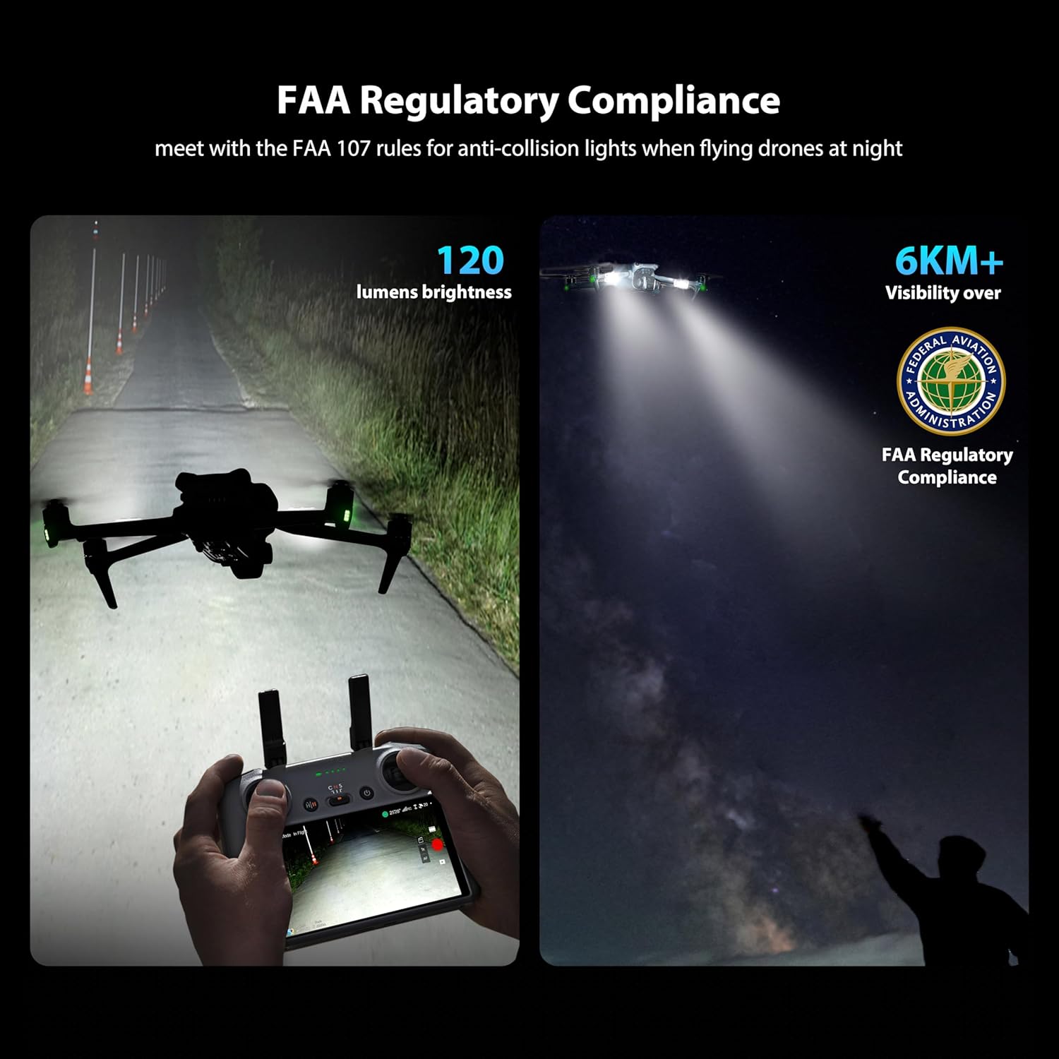 STARTRC Drone Strobe Light, Rechargable Flash Led Lamplight for FAA DroneNight Flying, Fits for DJI Neo 2,Mini 5 Pro/ 4 Pro/3/4k, Avata 2,Air 3S and All RC Drones Accessory(2pc)