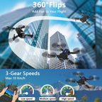 FLYVISTA Mini Drone with Camera for Adults Kids, 1080P WiFi FPV Camera Drone with 3 Batteries, One-Click Take Off/Landing, Altitude Hold, Headless Mode, 360¡ã Flips, 3-Gear Speeds, Emergency Stop, Carrying Case, Toys Gifts for Kids and Adults Beginner