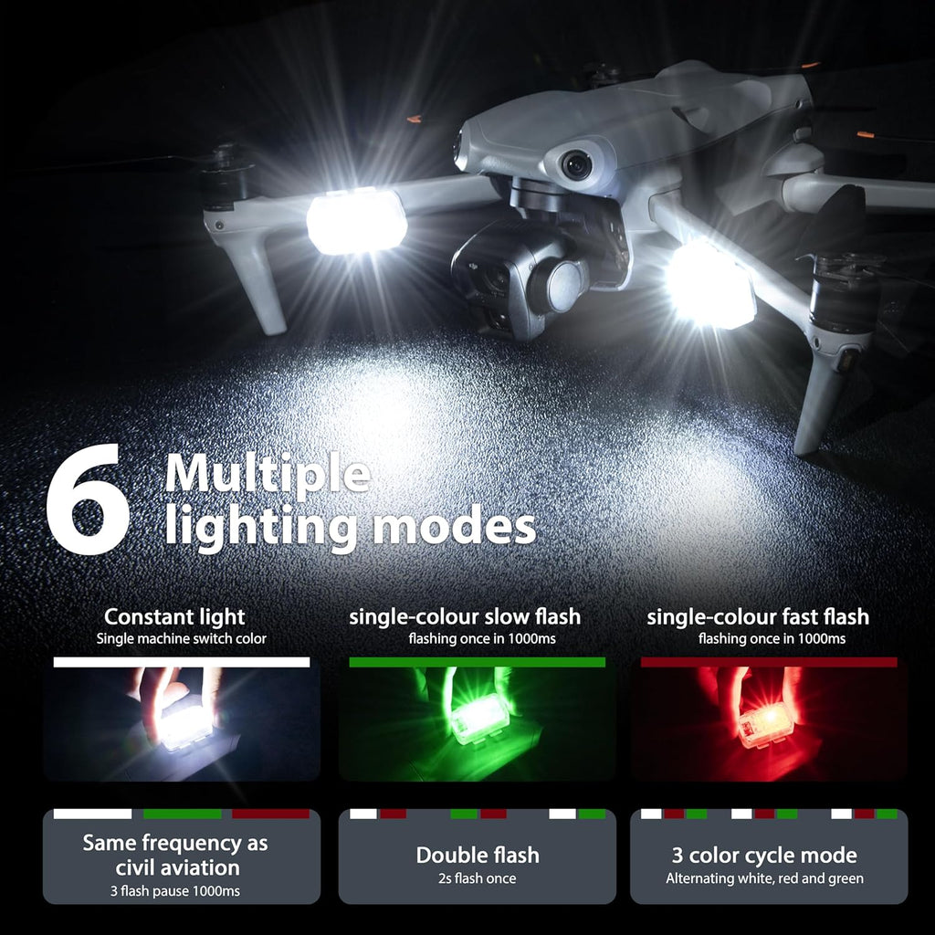 STARTRC Drone Strobe Light, Rechargable Flash Led Lamplight for FAA DroneNight Flying, Fits for DJI Neo 2,Mini 5 Pro/ 4 Pro/3/4k, Avata 2,Air 3S and All RC Drones Accessory(2pc)