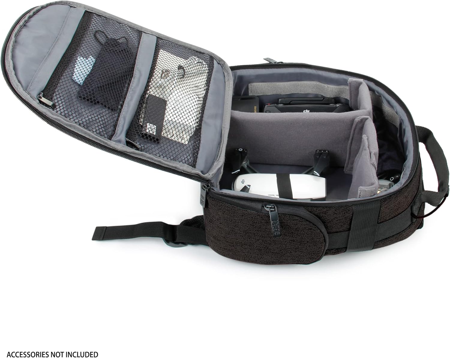 USA Gear Compact Drone Backpack - RC Quadcopter Drone Case Fits DJI Mini 4K, DJI Mini 3, AVIALOGIC, Controller & more Compact Quadcopters - Customizable Interior, Weather Resistant Exterior (Black)
