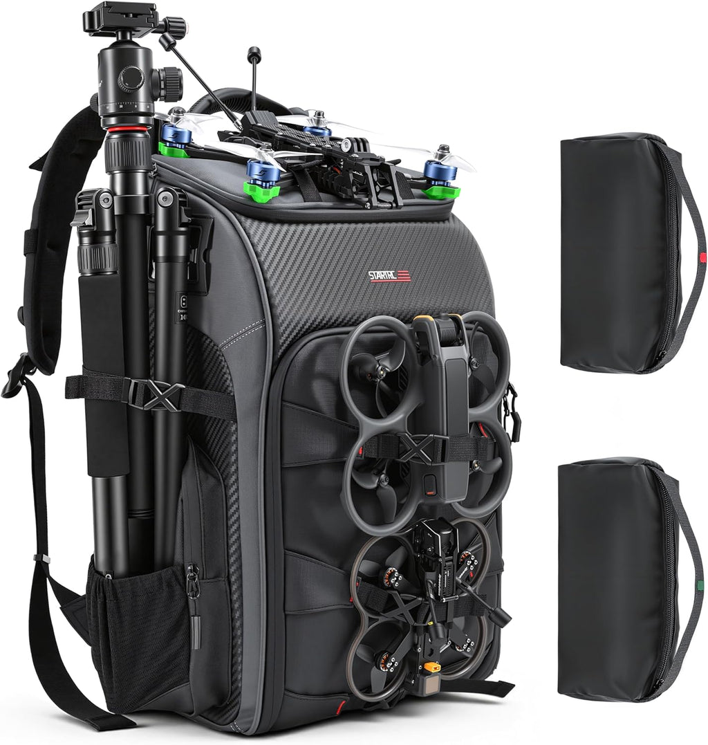 FPV Drone Backpack -40L Ultimate All-in-One Professional Travel Camera Case for FPV Racing Quadcopter/DJI Drone/Tripod/15.6 Laptop Combo with Waterproof Rain Cover & 2 Battery Tool Kit Bags