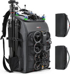 FPV Drone Backpack -40L Ultimate All-in-One Professional Travel Camera Case for FPV Racing Quadcopter/DJI Drone/Tripod/15.6 Laptop Combo with Waterproof Rain Cover & 2 Battery Tool Kit Bags