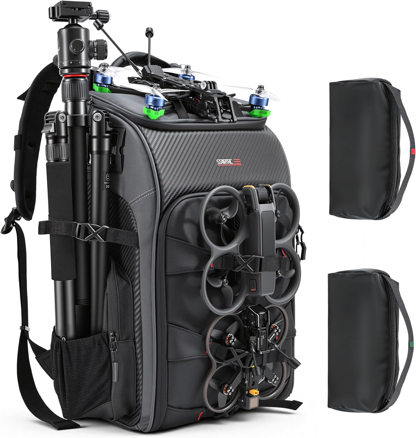 FPV Drone Backpack -40L Ultimate All-in-One Professional Travel Camera Case for FPV Racing Quadcopter/DJI Drone/Tripod/15.6 Laptop Combo with Waterproof Rain Cover & 2 Battery Tool Kit Bags