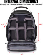 USA Gear Compact Drone Backpack - RC Quadcopter Drone Case Fits DJI Mini 4K, DJI Mini 3, AVIALOGIC, Controller & more Compact Quadcopters - Customizable Interior, Weather Resistant Exterior (Black)