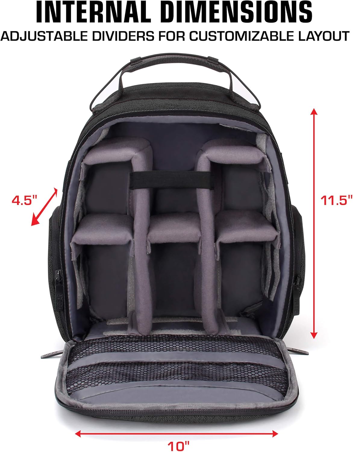 USA Gear Compact Drone Backpack - RC Quadcopter Drone Case Fits DJI Mini 4K, DJI Mini 3, AVIALOGIC, Controller & more Compact Quadcopters - Customizable Interior, Weather Resistant Exterior (Black)