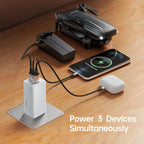 Bwine 65W USB C Charger, 3-Port GaN Fast Wall Charger, Compact Charging Blocks for iPhone 16,Galaxy S24,Note 20/10+,Drone Battery and More, White