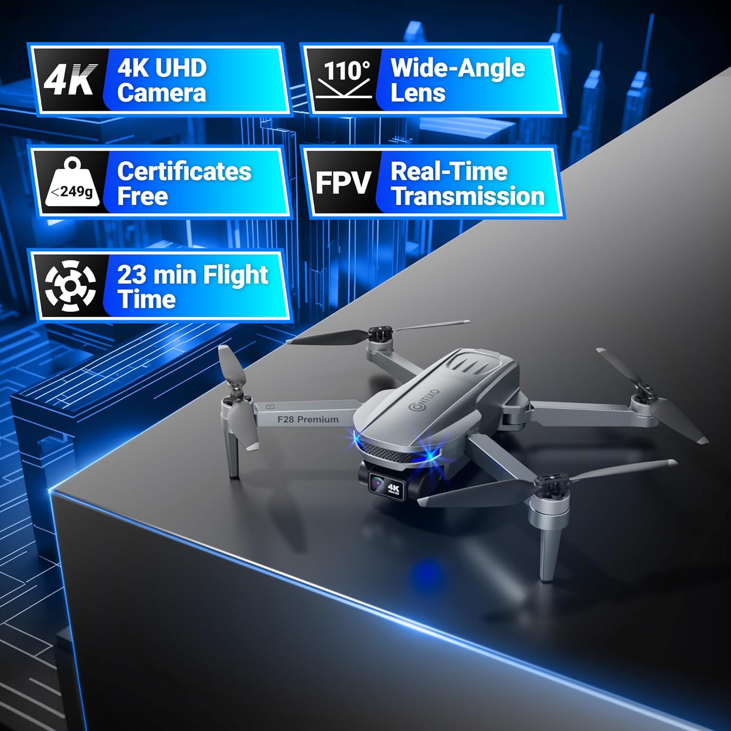 Contixo F28 Premium Two-Axis Gimbal Drone for Adults, 4K Zoom Camera, Brushless Motor, 23 Min Flight, Accurate GPS, Auto Return, Follow Me, 110¡ã Wide-Angle FPV, Portable Foldable Drone for Beginners