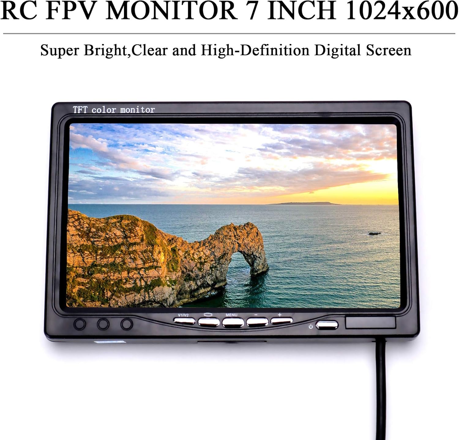 RC 7 Inch FPV Monitor 1024x600 IPS LCD Display Screen Monitor with Hood Sun Shield for RC FPV Drone Quadcopter