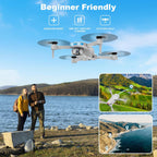 Drone with 1080P Camera - Foldable Remote Control Quadcopter with Gesture Control, 3D Flip, One Key Start, Emergency Stop, 2 Batteries, Easier to use, Toy for Adults Beginners, Grey