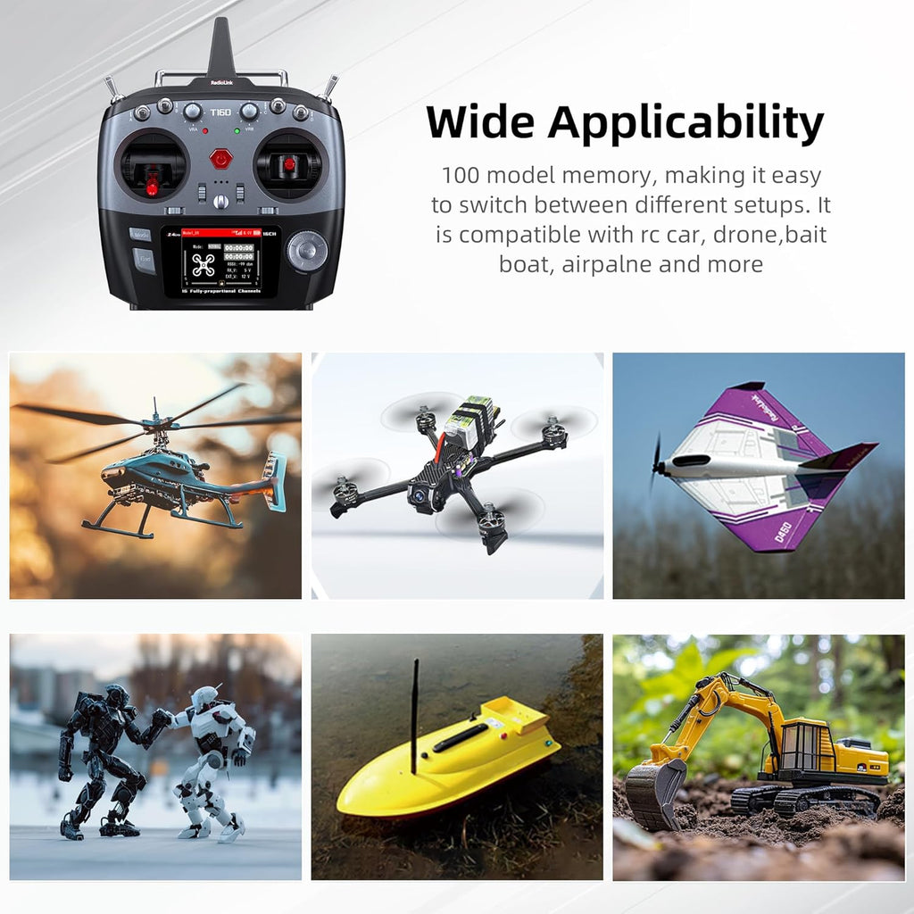 Radiolink T16D 16 Channels RC Transmitter and R16F Telemetry Receiver, Multi-Protocol and Voice Broadcast Support, RC Radio Remote for Drone, Airplane, Car, Boat and More (Mode 2 Left Throttle)