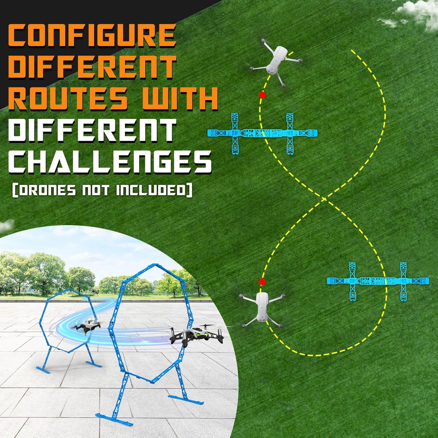 Dolanus 2-Pack Obstacle Hoops for FPV Racing Drones - Durable & Easy-Build - Ideal Drone Obstacle Course for Kids 6-12 & Adults, RC FPV Racing & Model Aircraft Games
