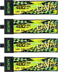 BETAFPV 4pcs Lava II 1S 480mAh Battery 3.8V 95C LiHV Battery with BT2.0 Connector Compatible with 1-2S Tiny Whoop Drone Quadcopter Like Air75, Meteor75 Pro, Cetus Pro, Cetus X Brushless Drones