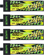 BETAFPV 4pcs Lava II 1S 480mAh Battery 3.8V 95C LiHV Battery with BT2.0 Connector Compatible with 1-2S Tiny Whoop Drone Quadcopter Like Air75, Meteor75 Pro, Cetus Pro, Cetus X Brushless Drones