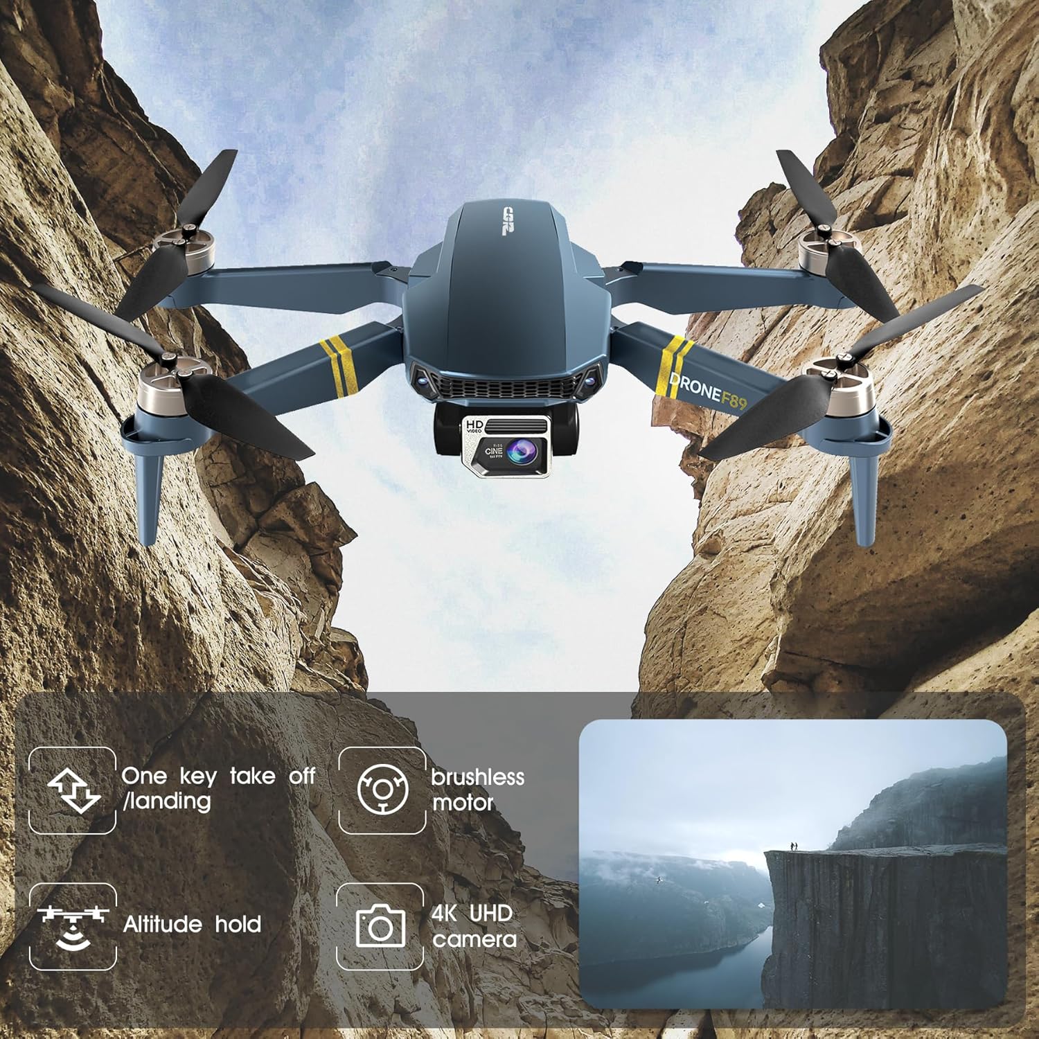 60+ Min Flight Time Super Endurance Drone with Camera for Adults 4K HD, Foldable WiFi Quadcopter Drones, 2650 FT Control Range, Brushless Motor, Auto Hover Mode, Follow Me Function (3 Batteries) for Beginners