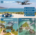 GPS Drone with Camera, 2K HD Drones for Adults, Foldable FPV Drone with GPS Auto Return, Follow Me, Circle Fly, Waypoint Fly, 5G Transmission, Gestures Selfie, Brushless Motor, 2 Batteries,Jet Black